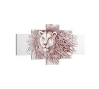 Cuadro Sobre Lienzo 125x70cm Cuadros Pared León rey fauna piel Wall Art Prints