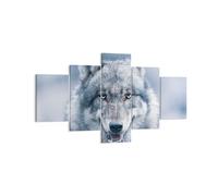 Cuadro Sobre Lienzo 125x70cm Cuadros Pared lobo depredador salvajismo Wall Art