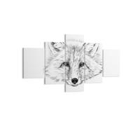 Cuadro Sobre Lienzo 125x70cm Cuadros Pared Lobo niños bosquejo ilustra Wall Art