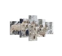 Cuadro Sobre Lienzo 125x70cm Cuadros Pared Manada Lobos Invierno Wall Art Prints