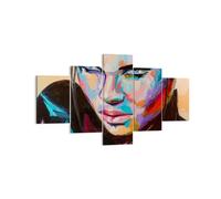 Cuadro Sobre Lienzo 125x70cm Cuadros Pared Mujer emociones cara multicolor Art