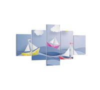 Cuadro Sobre Lienzo 125x70cm Cuadros Pared Origami barco mar cielo Wall Art