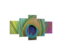 Cuadro Sobre Lienzo 125x70cm Cuadros Pared Pavos Reales Pluma Arco Iris Wall Art