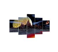 Cuadro Sobre Lienzo 125x70cm Cuadros Pared Planeta luna universo Wall Art Prints