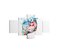 Cuadro Sobre Lienzo 125x70cm Cuadros Pared Reloj suizo montañas nubes Wall Art