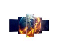 Cuadro Sobre Lienzo 125x70cm Cuadros Pared Universo tierra fuego globo Wall Art