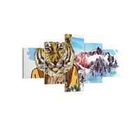 Cuadro Sobre Lienzo 125x70cm Cuadros Tigre montañas los niños la vida silvestre