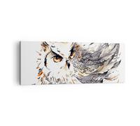 Cuadro Sobre Lienzo 140x50cm Cuadros Búho plumas la sabiduría la naturaleza