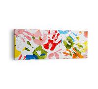 Cuadro Sobre Lienzo 140x50cm Cuadros Impresiones Manos composición multicolores