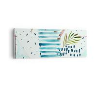 Cuadro Sobre Lienzo 140x50cm Cuadros Pared Acuarela palma trópico barco Wall Art