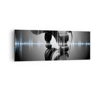 Cuadro Sobre Lienzo 140x50cm Cuadros Pared Audio micrófono música estudio Art