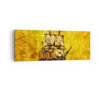 Cuadro Sobre Lienzo 140x50cm Cuadros Pared Barco pirata océano tesoro Wall Art