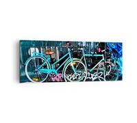 Cuadro Sobre Lienzo 140x50cm Cuadros Pared Bicicletas Graffiti Calle Pared Art
