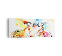 Cuadro Sobre Lienzo 140x50cm Cuadros Pared Bicicletas pájaros paloma pureza Art