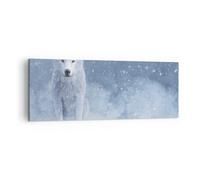 Cuadro Sobre Lienzo 140x50cm Cuadros Pared Blanco lobo nieve Wall Art Prints