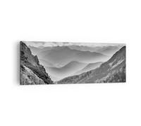 Cuadro Sobre Lienzo 140x50cm Cuadros Pared Blanco Y Negro Paisaje Montañas Art