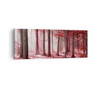 Cuadro Sobre Lienzo 140x50cm Cuadros Pared bosque rojo árboles Wall Art Prints