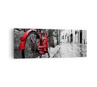 Cuadro Sobre Lienzo 140x50cm Cuadros Pared Calle bicicletas adoquines edificio