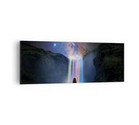 Cuadro Sobre Lienzo 140x50cm Cuadros Pared Cascada Las Estrellas Meditación Art