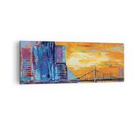 Cuadro Sobre Lienzo 140x50cm Cuadros Pared Ciudad Puente Empasto Wall Art Prints