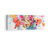 Cuadro Sobre Lienzo 140x50cm Cuadros Pared color concepto gato Wall Art Prints