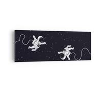 Cuadro Sobre Lienzo 140x50cm Cuadros Pared Dibujos animados astronautas cosmos