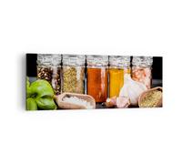 Cuadro Sobre Lienzo 140x50cm Cuadros Pared Especias Ajo Madera sal Wall Art