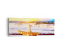 Cuadro Sobre Lienzo 140x50cm Cuadros Pared Estrellas de mar playa arena océano