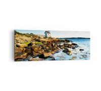 Cuadro Sobre Lienzo 140x50cm Cuadros Pared Faro orilla nube Paisaje Wall Art