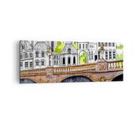 Cuadro Sobre Lienzo 140x50cm Cuadros Pared Francia puente dibujo Wall Art Prints