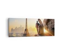 Cuadro Sobre Lienzo 140x50cm Cuadros Pared Gárgolas Torre Eiffel Wall Art Prints