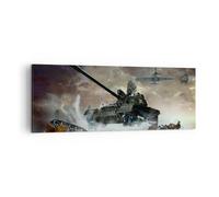 Cuadro Sobre Lienzo 140x50cm Cuadros Pared Guerra tanque avión batalla Wall Art