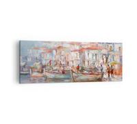 Cuadro Sobre Lienzo 140x50cm Cuadros Pared Isla Barcos Puerto Wall Art Prints