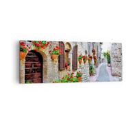 Cuadro Sobre Lienzo 140x50cm Cuadros Pared Italia calle flores historia Wall Art