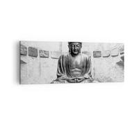 Cuadro Sobre Lienzo 140x50cm Cuadros Pared Japonés Buda Estatua Wall Art Prints
