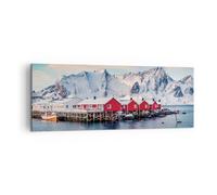 Cuadro Sobre Lienzo 140x50cm Cuadros Pared Lofoten Aldea Pesca Wall Art Prints