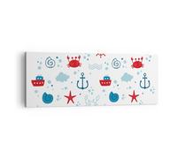 Cuadro Sobre Lienzo 140x50cm Cuadros Pared Mar barco ancla barco Wall Art Prints