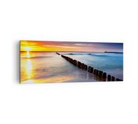 Cuadro Sobre Lienzo 140x50cm Cuadros Pared Mar costa playa salida del sol Art