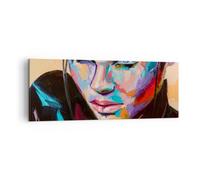 Cuadro Sobre Lienzo 140x50cm Cuadros Pared Mujer emociones cara multicolor Art