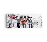 Cuadro Sobre Lienzo 140x50cm Cuadros Pared Música instrumentos calle ciudad Art