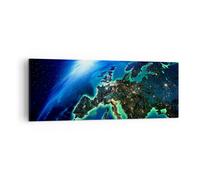 Cuadro Sobre Lienzo 140x50cm Cuadros Pared Noche espacio mundo vista Wall Art