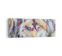 Cuadro Sobre Lienzo 140x50cm Cuadros Pared Óleo Lobo Perro Wall Art Prints Decor