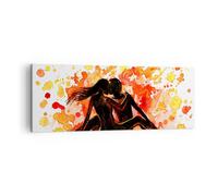 Cuadro Sobre Lienzo 140x50cm Cuadros Pared Pareja beso multi-color luna de miel