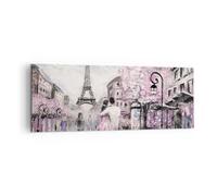 Cuadro Sobre Lienzo 140x50cm Cuadros Pared París Camino Ilustración eiffle Art