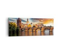 Cuadro Sobre Lienzo 140x50cm Cuadros Pared Praga puente historia río Wall Art