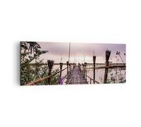 Cuadro Sobre Lienzo 140x50cm Cuadros Pared Puente Lago Antorcha Wall Art Prints