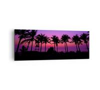Cuadro Sobre Lienzo 140x50cm Cuadros Pared Puesta del sol anochecer sol palma