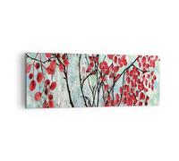 Cuadro Sobre Lienzo 140x50cm Cuadros Pared rojo hojas ramas Wall Art Prints