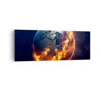 Cuadro Sobre Lienzo 140x50cm Cuadros Pared Universo tierra fuego globo Wall Art