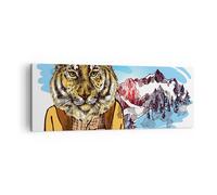 Cuadro Sobre Lienzo 140x50cm Cuadros Tigre montañas los niños la vida silvestre